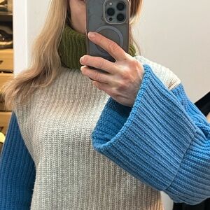 H&M Multicolor Knit Sweater - Blue, Cream, Green